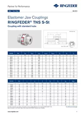 Tech Paper Elastomer Jaw Couplings RINGFEDER® TNS S-St