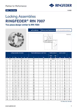 Tech Paper Locking Assemblies RINGFEDER® RfN 7007