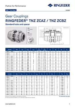 Tech Paper Gear Couplings RINGFEDER® TNZ ZCAZ / TNZ ZCBZ