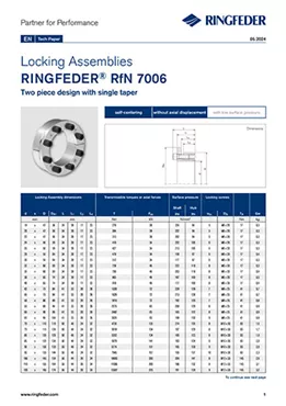 Tech Paper Locking Assemblies RINGFEDER® RfN 7006