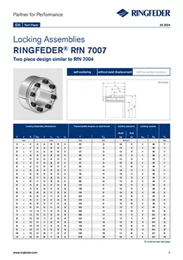 Tech Paper Locking Assemblies RINGFEDER® RfN 7007