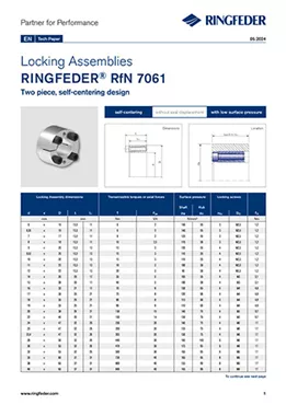 Tech Paper Locking Assemblies RINGFEDER® RfN 7061