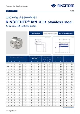 Tech Paper Locking Assemblies RINGFEDER® RfN 7061 stainless steel
