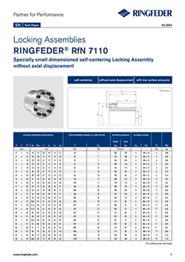 Tech Paper Locking Assemblies RINGFEDER® RfN 7110