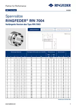 Tech Paper Spannsätze RINGFEDER® RfN 7004