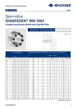 Tech Paper Spannsätze RINGFEDER® RfN 7007