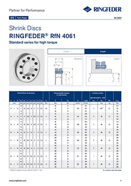 Tech Paper Shrink Discs RINGFEDER® RfN 4061
